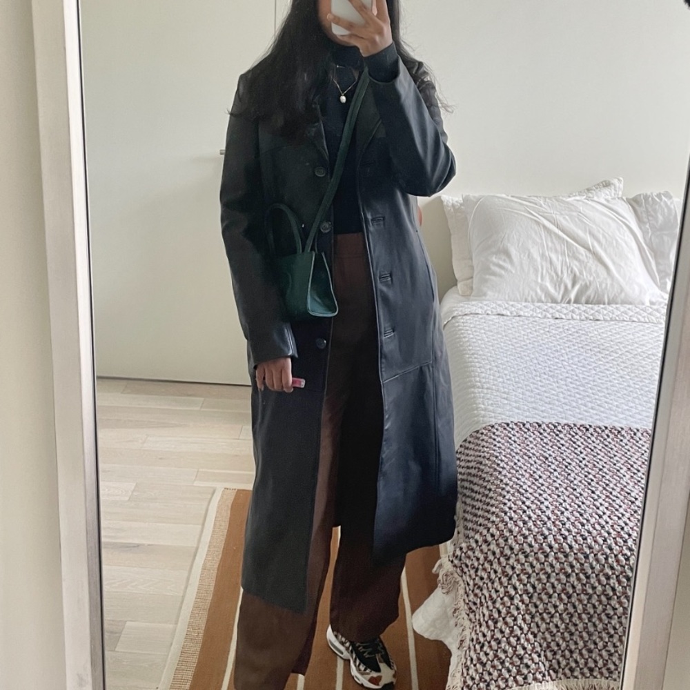 Pelle studio vintage black leather trench